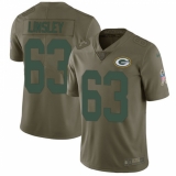 Youth Nike Green Bay Packers #63 Corey Linsley Limited Olive 2017 Salute to Service NFL Jersey