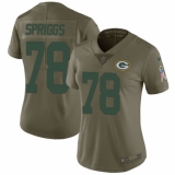 Women's Nike Green Bay Packers #78 Jason Spriggs Limited Olive 2017 Salute to Service NFL Jersey