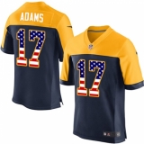 Men's Nike Green Bay Packers #17 Davante Adams Elite Navy Blue Alternate USA Flag Fashion NFL Jersey