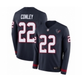 Men's Houston Texans #22 Gareon Conley Limited Navy Blue Therma Long Sleeve Football Jersey