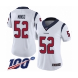 Women's Houston Texans #52 Barkevious Mingo White Vapor Untouchable Limited Player 100th Season Football Jersey