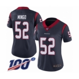 Women's Houston Texans #52 Barkevious Mingo Navy Blue Team Color Vapor Untouchable Limited Player 100th Season Football Jersey