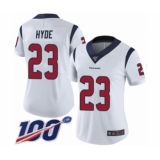 Women's Houston Texans #23 Carlos Hyde White Vapor Untouchable Limited Player 100th Season Football Jersey