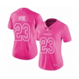 Women's Houston Texans #23 Carlos Hyde Limited Pink Rush Fashion Football Jersey