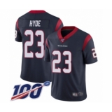Youth Houston Texans #23 Carlos Hyde Navy Blue Team Color Vapor Untouchable Limited Player 100th Season Football Jersey