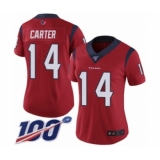 Women's Houston Texans #14 DeAndre Carter Red Alternate Vapor Untouchable Limited Player 100th Season Football Jersey