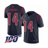 Youth Houston Texans #14 DeAndre Carter Limited Navy Blue Rush Vapor Untouchable 100th Season Football Jersey