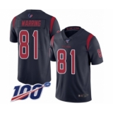 Men's Houston Texans #81 Kahale Warring Limited Navy Blue Rush Vapor Untouchable 100th Season Football Jersey
