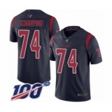 Men's Houston Texans #74 Max Scharping Limited Navy Blue Rush Vapor Untouchable 100th Season Football Jersey