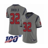 Men's Houston Texans #32 Lonnie Johnson Limited Gray Inverted Legend 100th Season Football Jersey
