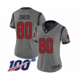 Women's Houston Texans #80 Andre Johnson Limited Gray Inverted Legend 100th Season Football Jersey