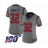 Women's Houston Texans #32 Lonnie Johnson Limited Gray Inverted Legend 100th Season Football Jersey