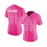 Women's Houston Texans #81 Kahale Warring Limited Pink Rush Fashion Football Jersey