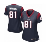 Women's Houston Texans #81 Kahale Warring Game Navy Blue Team Color Football Jersey