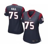 Women's Houston Texans #75 Matt Kalil Game Navy Blue Team Color Football Jersey