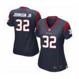 Women's Houston Texans #32 Lonnie Johnson Game Navy Blue Team Color Football Jersey