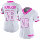 Women's Nike Houston Texans #76 Seantrel Henderson Limited White Pink Rush Fashion NFL Jersey