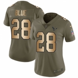 Women's Nike Houston Texans #28 Alfred Blue Limited Olive/Gold 2017 Salute to Service NFL Jersey