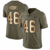 Men's Nike Houston Texans #46 Jon Weeks Limited Olive/Gold 2017 Salute to Service NFL Jersey
