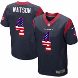 Men's Nike Houston Texans #4 Deshaun Watson Elite Navy Blue Home USA Flag Fashion NFL Jersey