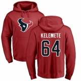 NFL Nike Houston Texans #64 Senio Kelemete Red Name & Number Logo Pullover Hoodie