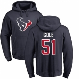 NFL Nike Houston Texans #51 Dylan Cole Navy Blue Name & Number Logo Pullover Hoodie