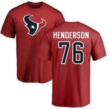 NFL Nike Houston Texans #76 Seantrel Henderson Red Name & Number Logo T-Shirt