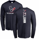 NFL Nike Houston Texans #74 Kendall Lamm Navy Blue Backer Long Sleeve T-Shirt