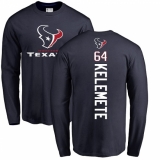 NFL Nike Houston Texans #64 Senio Kelemete Navy Blue Backer Long Sleeve T-Shirt