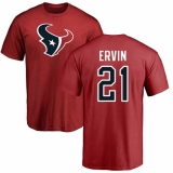 NFL Nike Houston Texans #21 Tyler Ervin Red Name & Number Logo T-Shirt
