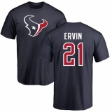 NFL Nike Houston Texans #21 Tyler Ervin Navy Blue Name & Number Logo T-Shirt