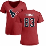 NFL Women's Nike Houston Texans #83 Jordan Thomas Red Name & Number Logo T-Shirt
