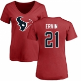 NFL Women's Nike Houston Texans #21 Tyler Ervin Red Name & Number Logo T-Shirt