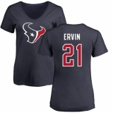 NFL Women's Nike Houston Texans #21 Tyler Ervin Navy Blue Name & Number Logo T-Shirt