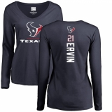 NFL Women's Nike Houston Texans #21 Tyler Ervin Navy Blue Backer Long Sleeve T-Shirt