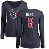 NFL Women's Nike Houston Texans #8 Trevor Daniel Navy Blue Name & Number Logo Long Sleeve T-Shirt