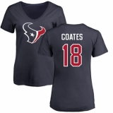 NFL Women's Nike Houston Texans #18 Sammie Coates Navy Blue Name & Number Logo T-Shirt