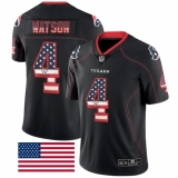 Men's Nike Houston Texans #4 Deshaun Watson Limited Black Rush USA Flag NFL Jersey
