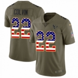 Youth Nike Houston Texans #22 Aaron Colvin Limited Olive/USA Flag 2017 Salute to Service NFL Jersey