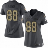 Women's Nike Houston Texans #88 Jordan Akins Limited Black 2016 Salute to Service NFL Jersey