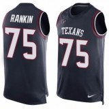 Men's Nike Houston Texans #75 Martinas Rankin Limited Navy Blue Player Name & Number Tank Top NFL Jersey