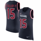 Men's Nike Houston Texans #15 Will Fuller V Limited Navy Blue Rush Player Name & Number Tank Top NFL Jersey