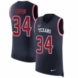 Men's Nike Houston Texans #34 Tyler Ervin Limited Navy Blue Rush Player Name & Number Tank Top NFL Jersey