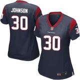 Women's Nike Houston Texans #30 Kevin Johnson Game Navy Blue Team Color NFL Jersey