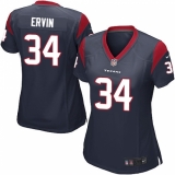 Women's Nike Houston Texans #34 Tyler Ervin Game Navy Blue Team Color NFL Jersey