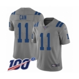 Men's Indianapolis Colts #11 Deon Cain Limited Gray Inverted Legend 100th Season Football Jersey