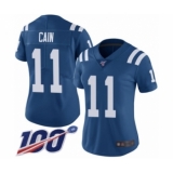 Women's Indianapolis Colts #11 Deon Cain Royal Blue Team Color Vapor Untouchable Limited Player 100th Season Football Jersey
