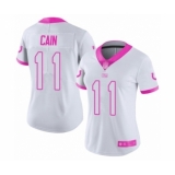 Women's Indianapolis Colts #11 Deon Cain Limited White Pink Rush Fashion Football Jersey