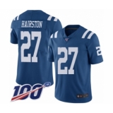 Men's Indianapolis Colts #27 Nate Hairston Limited Royal Blue Rush Vapor Untouchable 100th Season Football Jersey