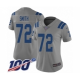 Women's Indianapolis Colts #72 Braden Smith Limited Gray Inverted Legend 100th Season Football Jersey